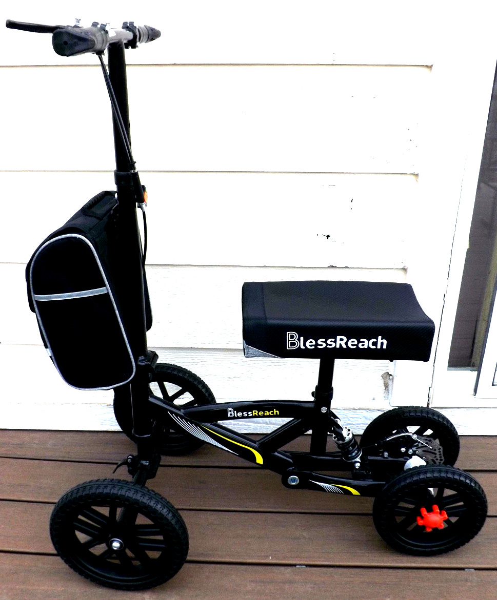 New BlessReach Knee Scooter All-Terrain with Disc Breaks, Shocks, 13" PU Seat