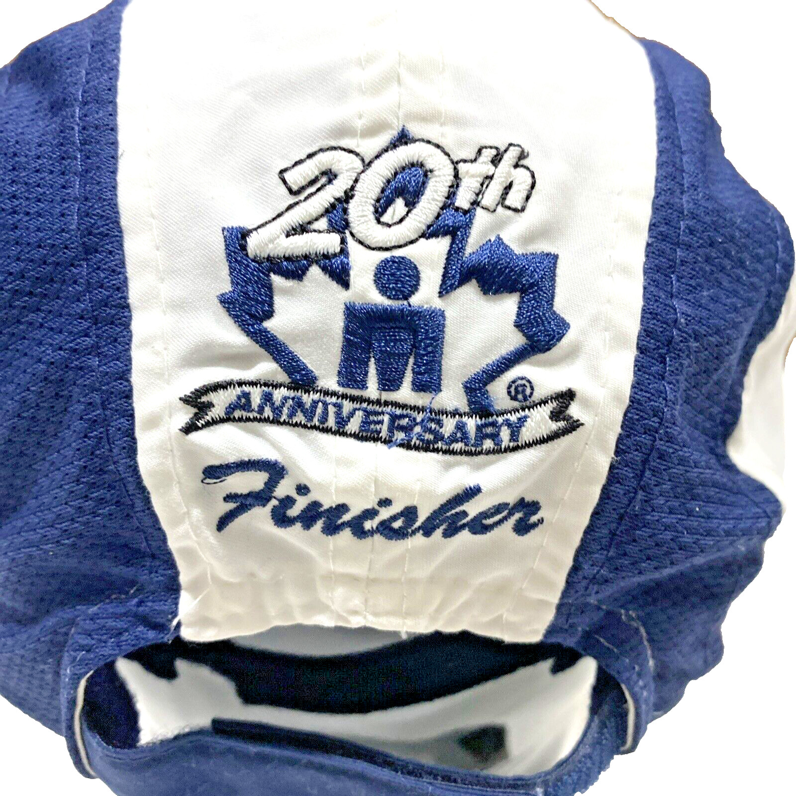 Ironman Triathlon 20th Finisher Men's OSFA Panel Hat Cap Strap Back Blue White