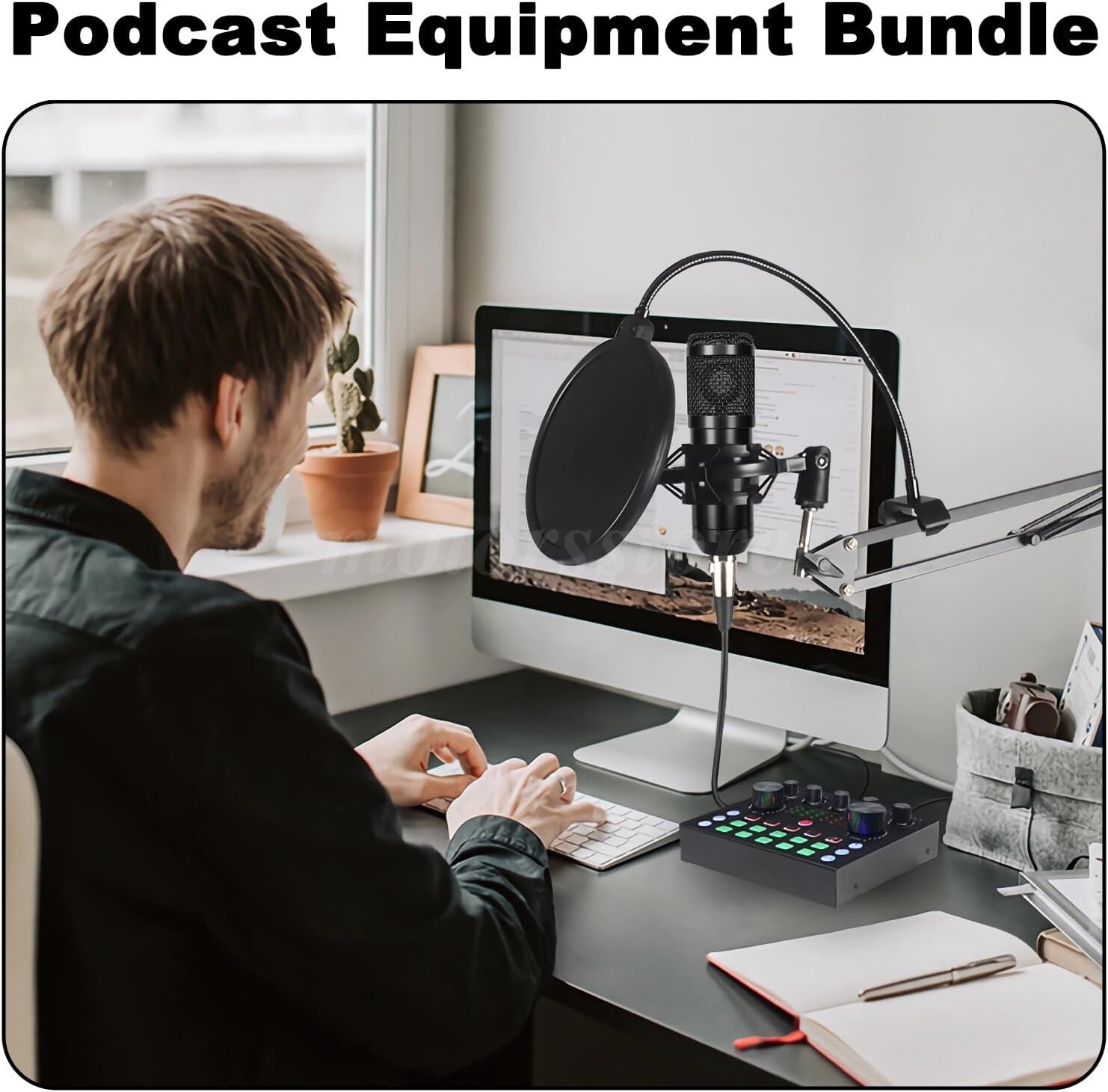 Professional Condenser Microphone Kit Complete Set For Podcast Studio Recording