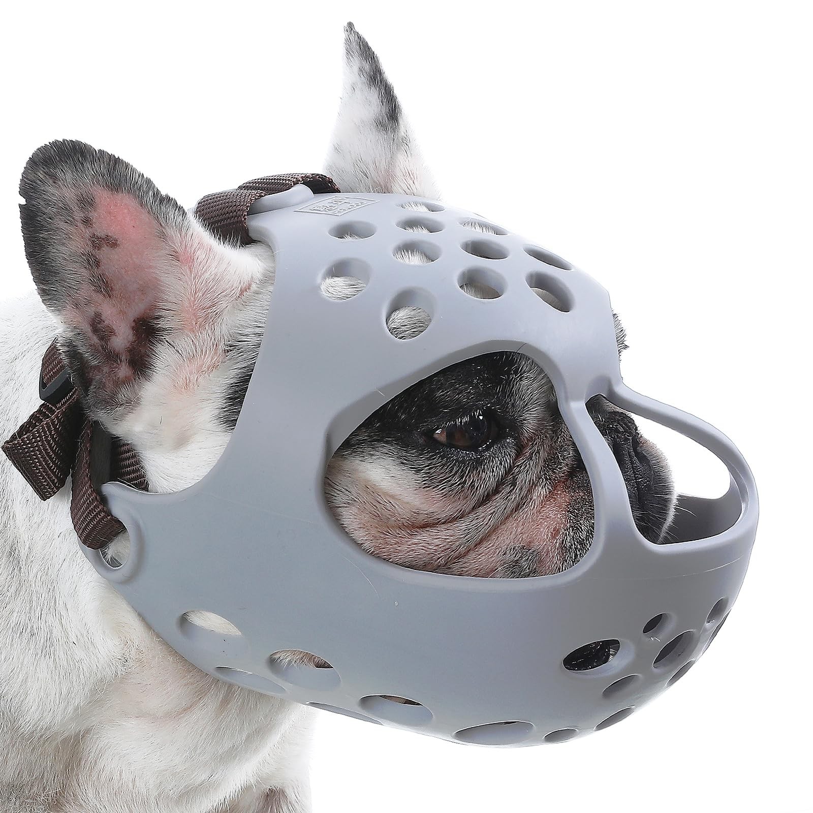 Short Snout Dog Muzzle, Soft Silicone Flat Faced Muzzle for French Bulldog Sh...