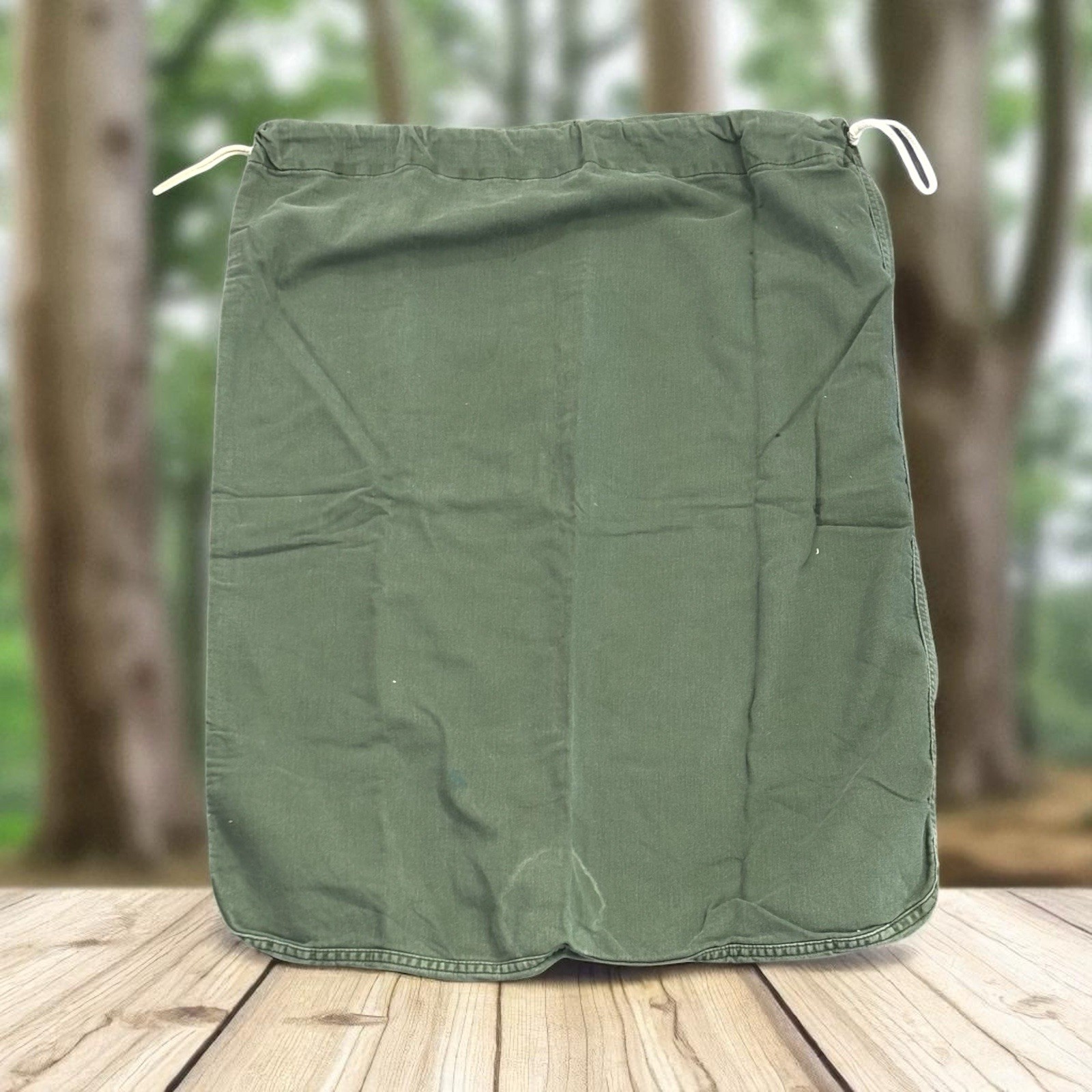 Vintage 90s US Military Duffle Laundry Bag Large Green Canvas Drawstring Marine