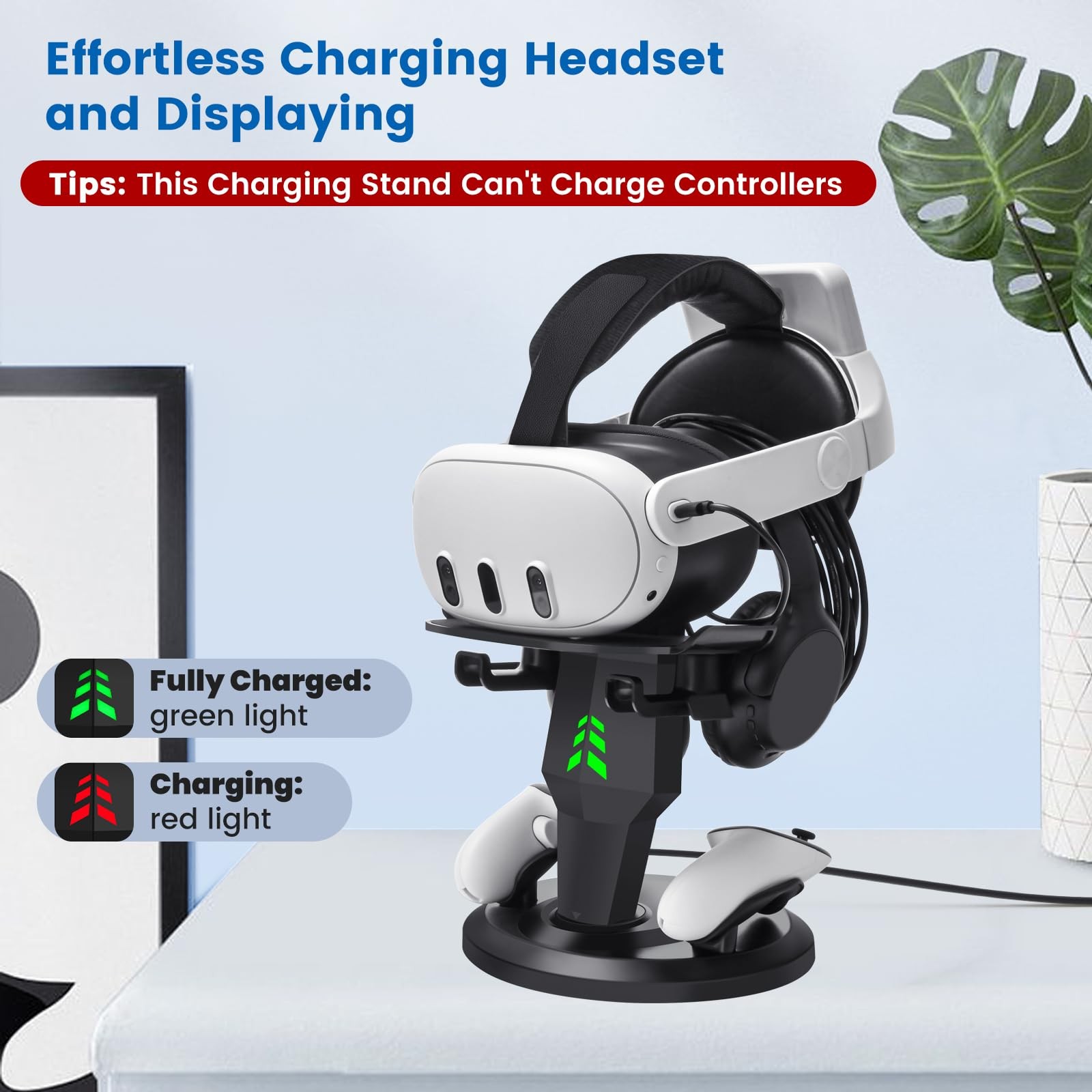 VR Headset Charging Dock for Meta Quest 3/Quest 3S/Quest 2, VR Charging Stand...