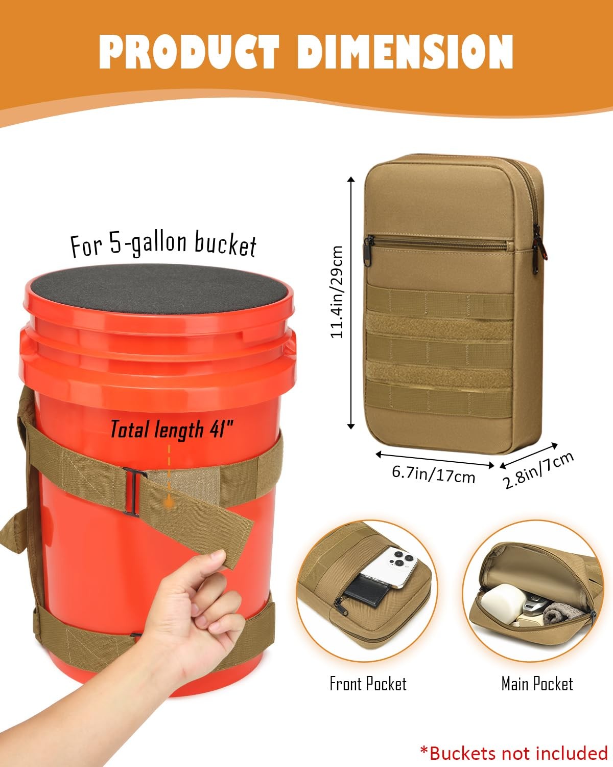 Backpack for 5 Gallon Buckets - Universal Bucket Organizer with Pocket for Hu...
