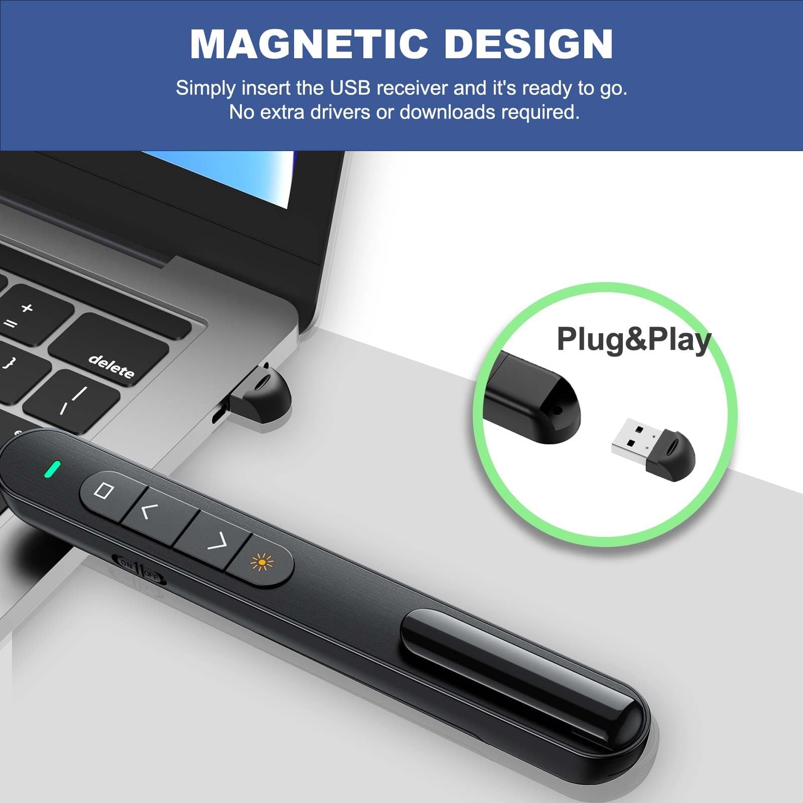 Wireless Presenter Remote for PowerPoint, Mac Windows - Slide Advancer
