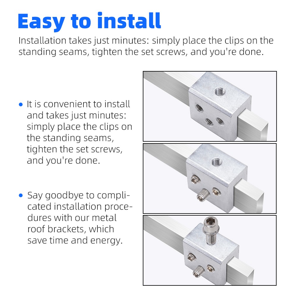 24PCS Standing Seam Roof Clamps, Metal Roof Fixing Clamps, Racking Bracket