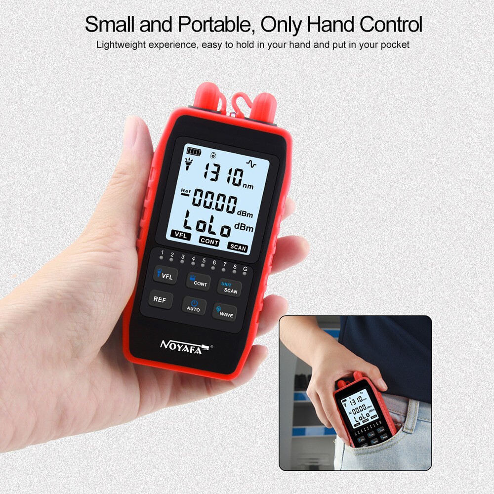 Network RJ45 Line Cable Tester LCD Optical Power Meter Light Source Rechargeable