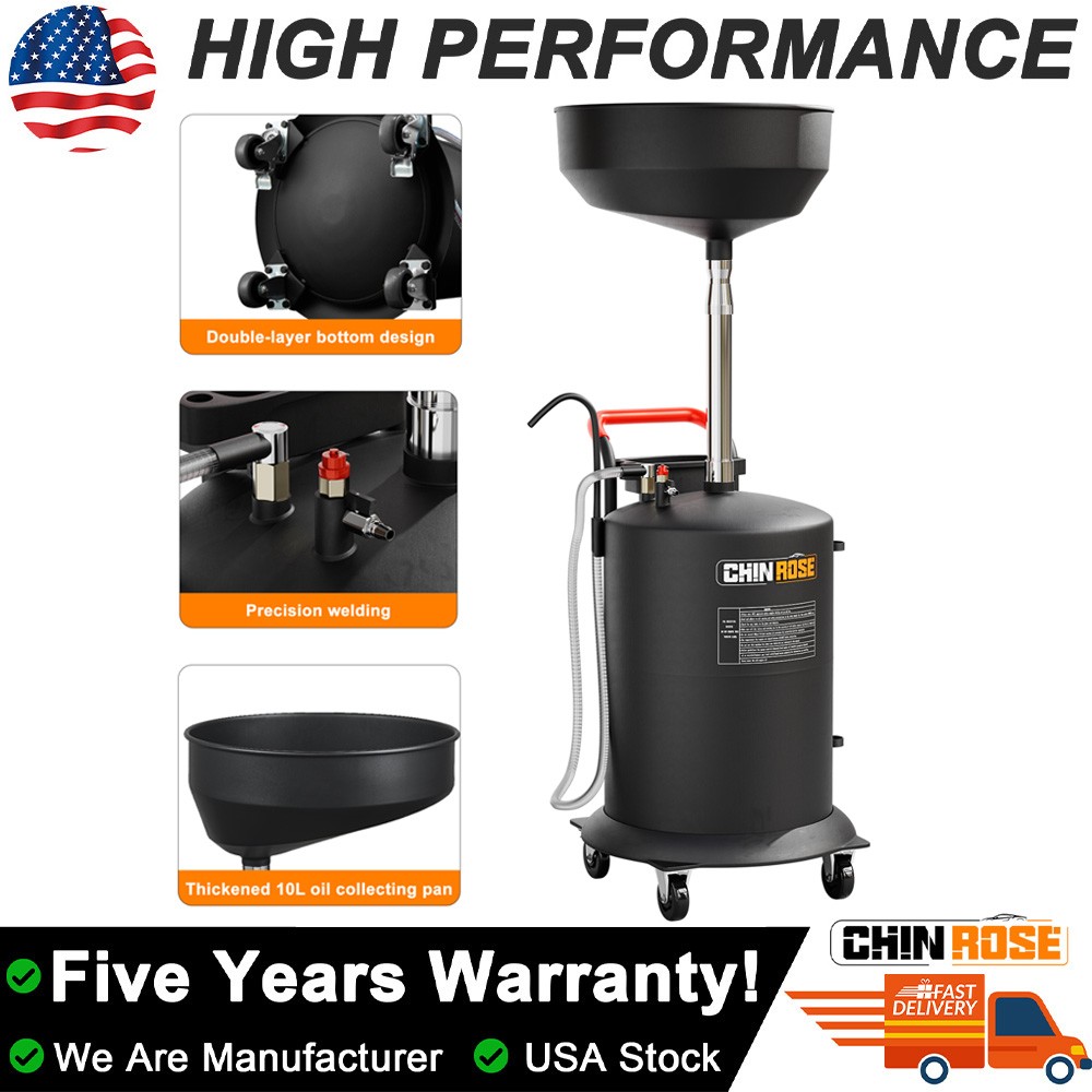 18.5 Gallon Portable Waste Oil Drain Tank Oil Drain Extractor Waste Oil Tank NEW