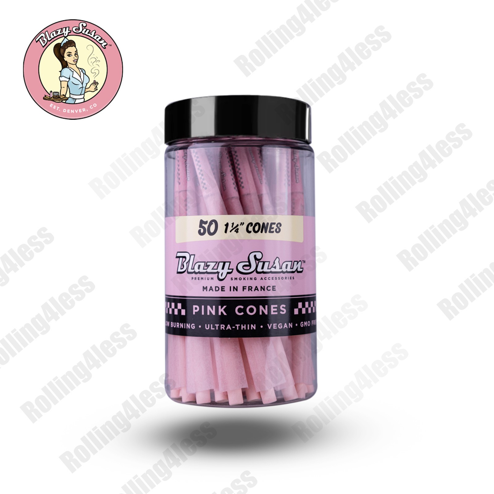 Blazy Susan Pink Cone 1 1/4 Pre Rolled Cones -50ct