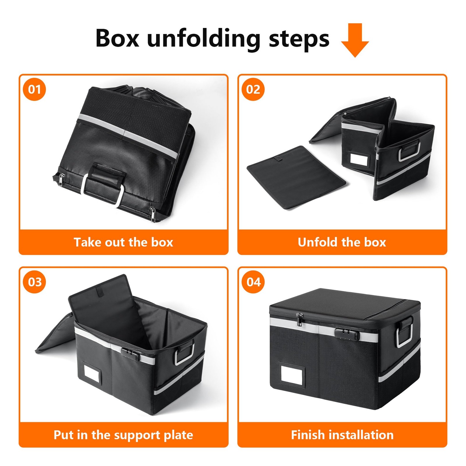 Ekunivers Fireproof Waterproof Document Box with Lock - Small, Black
