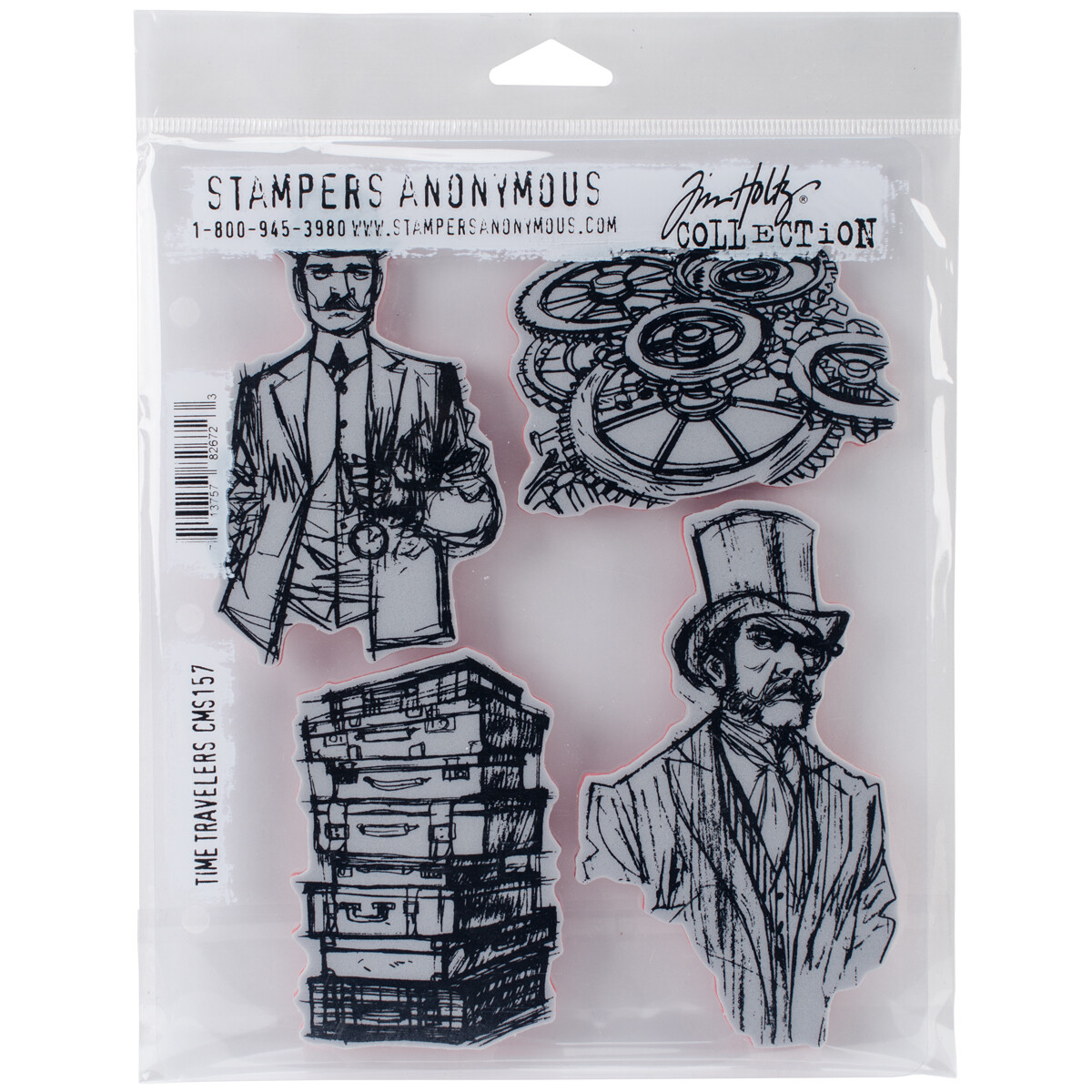 Tim Holtz Cling Stamps 7"X8.5"-Time Travelers (Pack of 1)