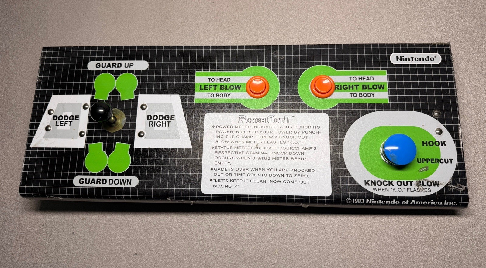 Punch Out Arcade Metal Control Panel Populated Nintendo 1983 Works