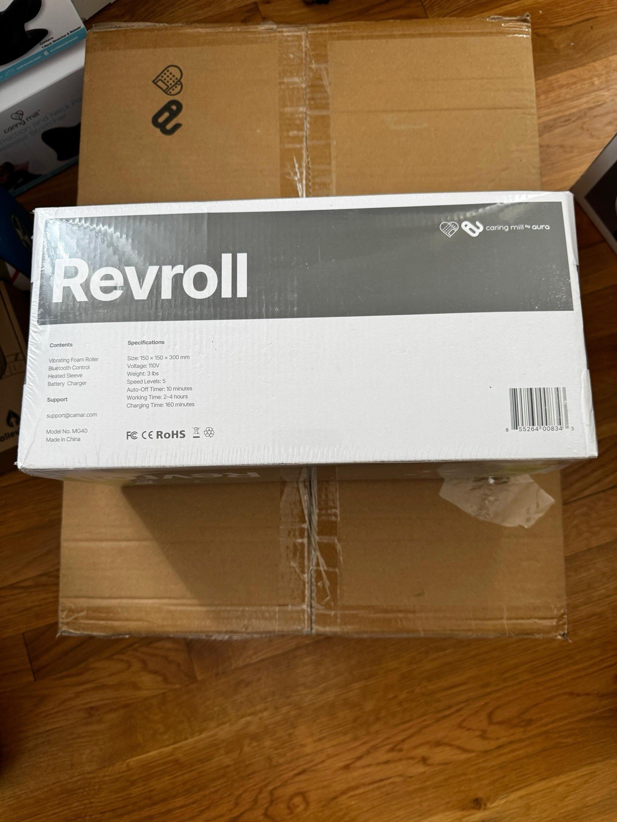 Caring Mill Aura Revroll Heated Vibrating Foam Roller Bluetooth Remote Black