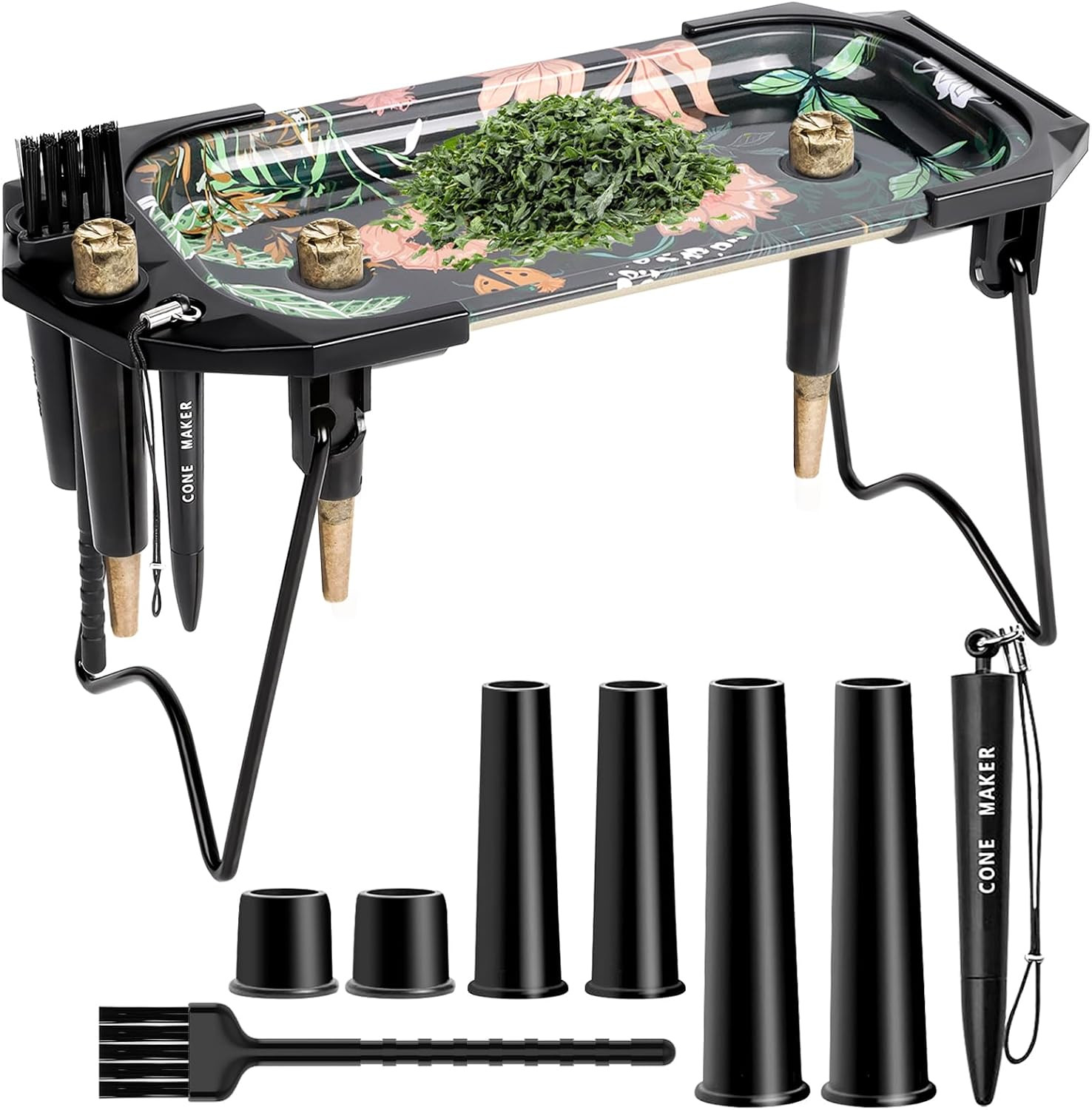 Metal Rolling Tray with Cone Loader, Cone Filler Roller, Rolling Machine & Tray