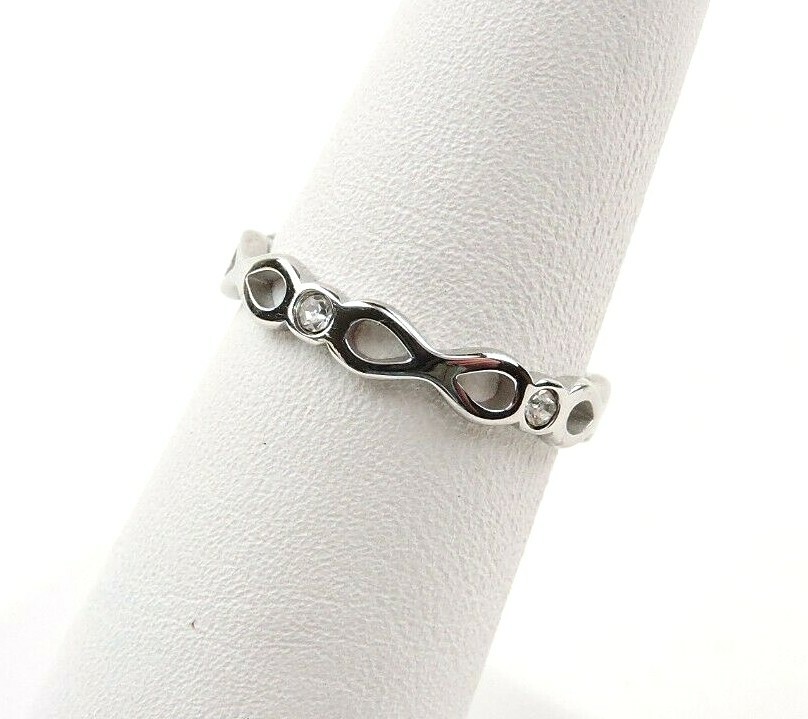 Stainless Steel Cubic Zirconia Infinity Loop Band Ring