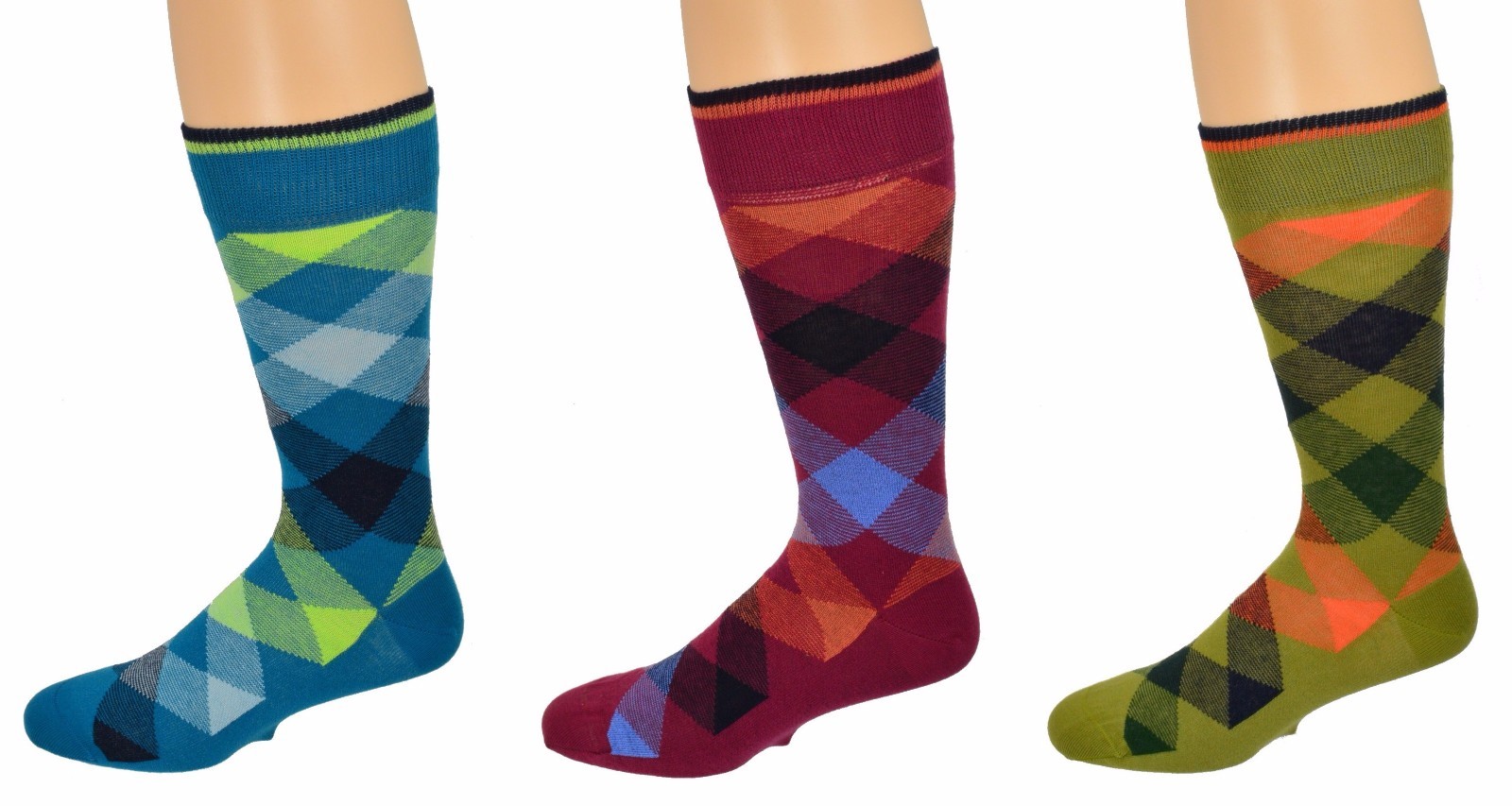 Sierra Socks Men's Dress Casual 3 Pair Pack Cotton Crew Argyle Socks