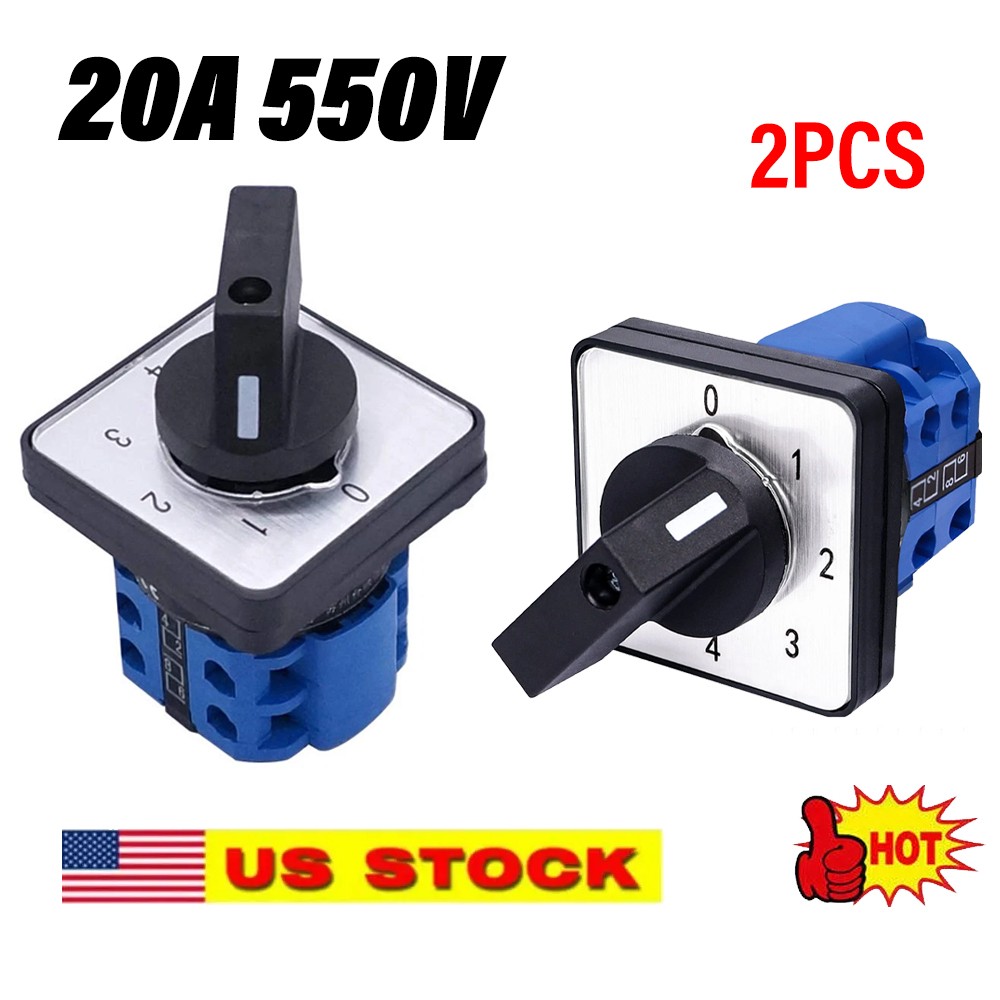 Universal Changeover Switch 20A 550V 4 Position 8 Terminals Latch Rotary Cam 2X