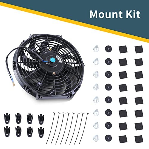 12 Inch Universal Slim Fan Push Pull Electric Radiator 12V 12 Inch-2pcs Black