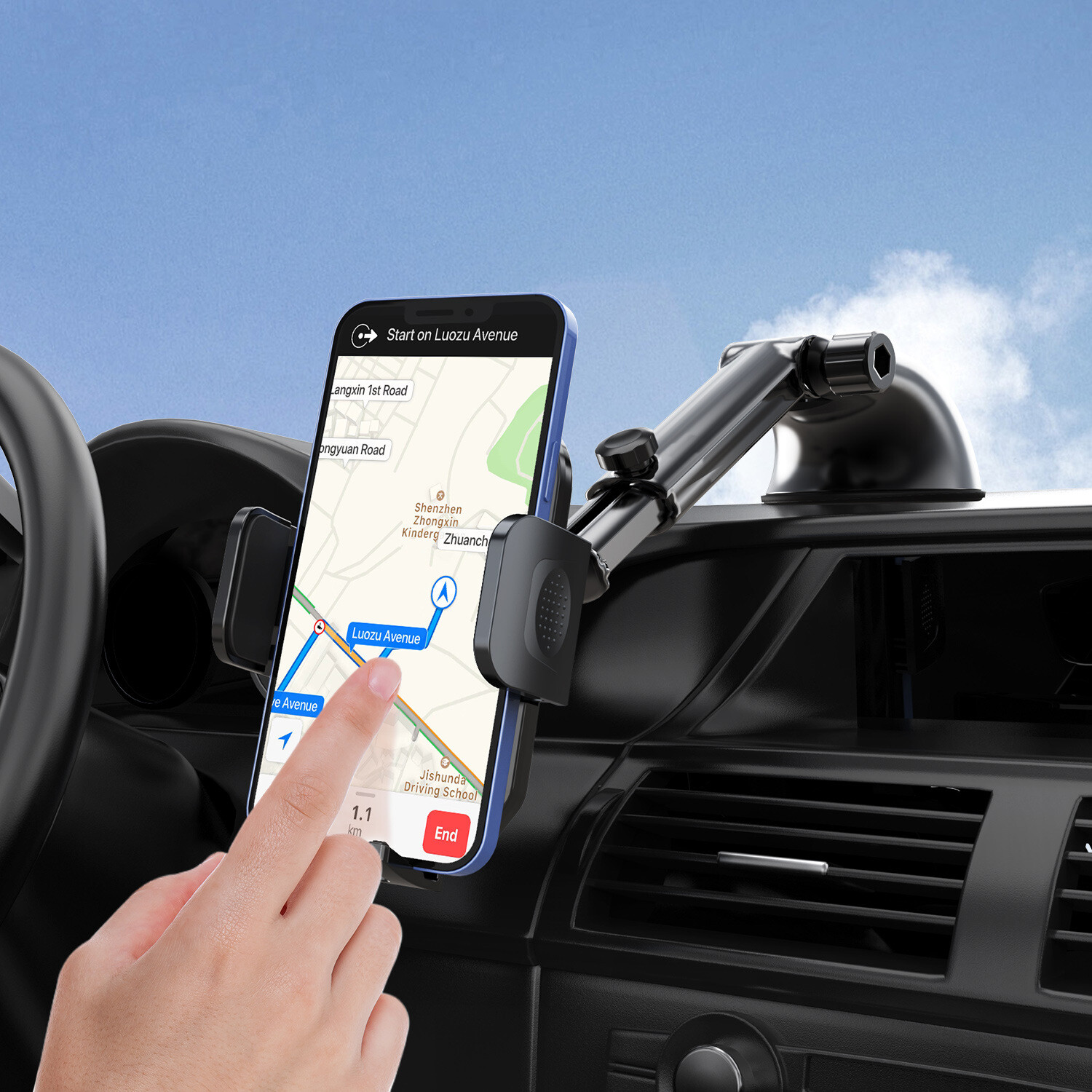 Car Phone Holder Mount Dashboard Windshield Stand For iPhone 14 Pro Max/14 Plus