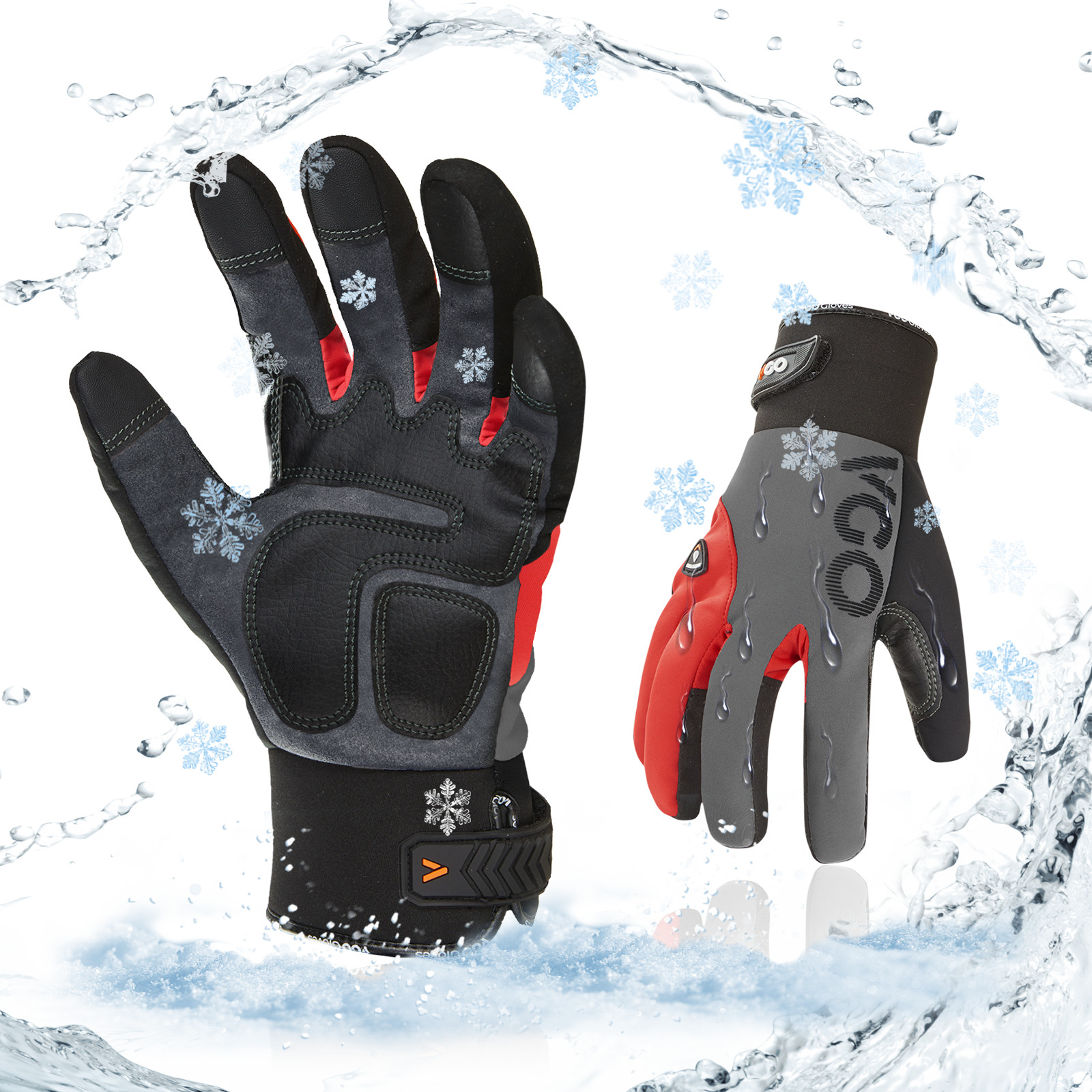 Vgo 1Pair -4℉ Lined Touchscreen Waterproof Winter Work Gloves (SL8777FW-FM)