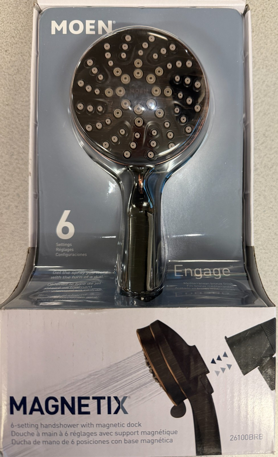 Moen Engage 26100BRB Handheld Magnetix Shower Head 6-Way Mediterranean Bronze