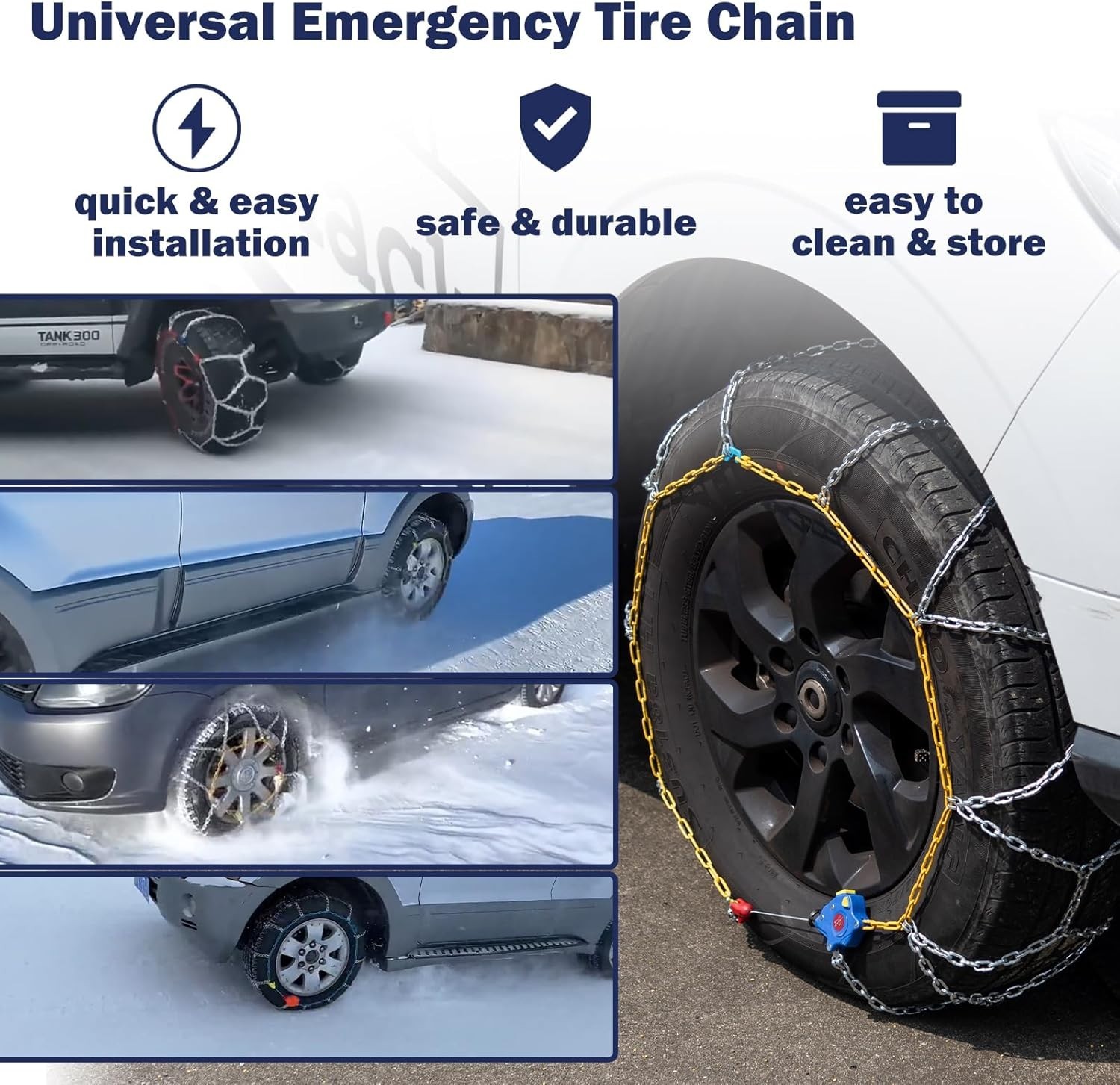 Snow Tire Chains HKN-110 Quick Fit Auto Fix Passenger SUV Set 2