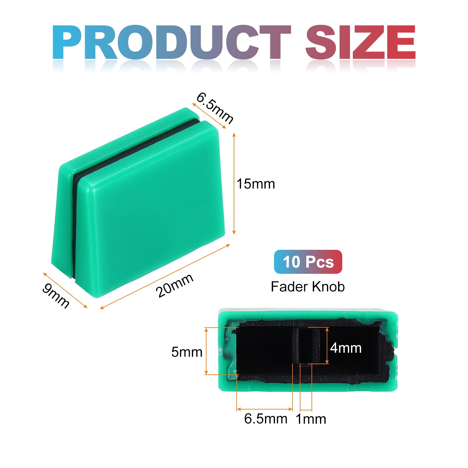 Universal Fader Knobs Green Black Mixer Fader Caps Plastic for DJ Console, 10Pcs