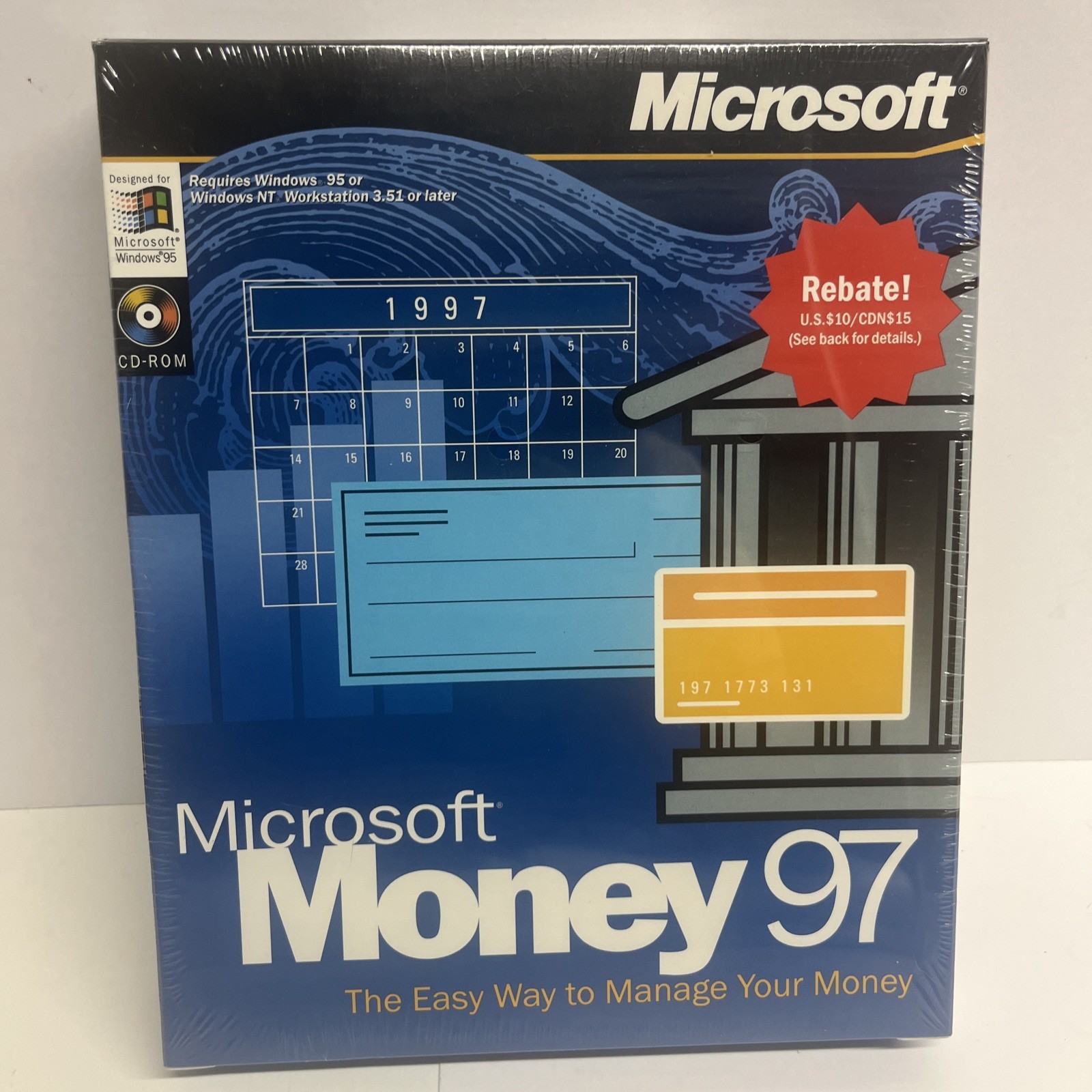 RARE Promo Sample | Microsoft Money 97 PC CD ROM Version 5.0 Retail Box Complete