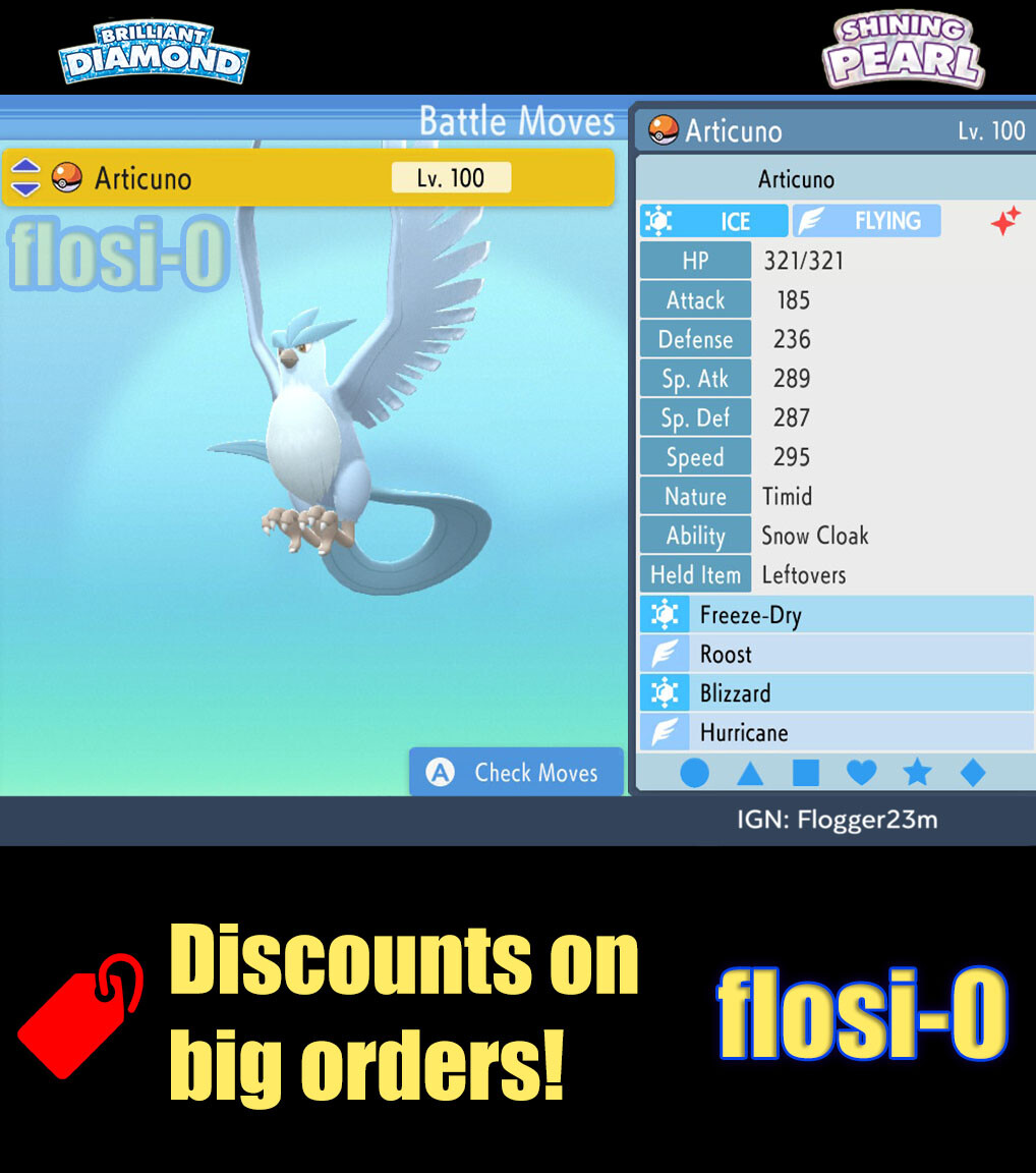 6IV Shiny Articuno Pokemon Brilliant Diamond and Shining Pearl