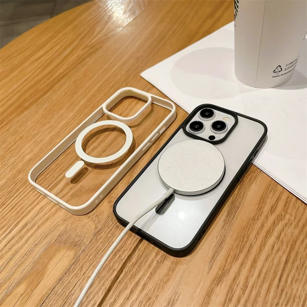 Color: Dark Blue, Material: PU - Luxury Shockproof Magsafe Wireless Charge Case