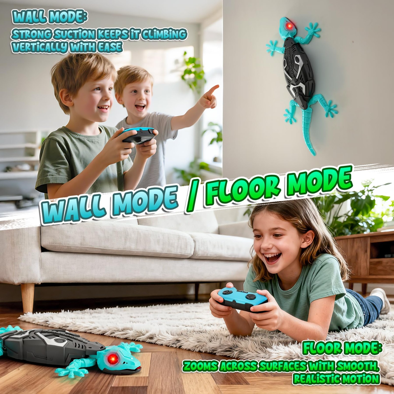 Hamino RC Wall Crawling Gecko, Remote Control Wall Climbing Lizard Robot Kids' E