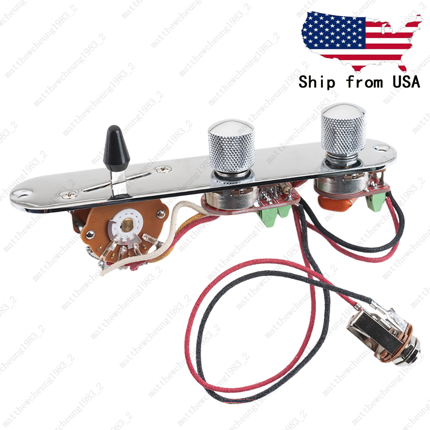 Solderless Brass Shaft Pots Control Plate Harness w/ 3 Way Switch for Telecaster
