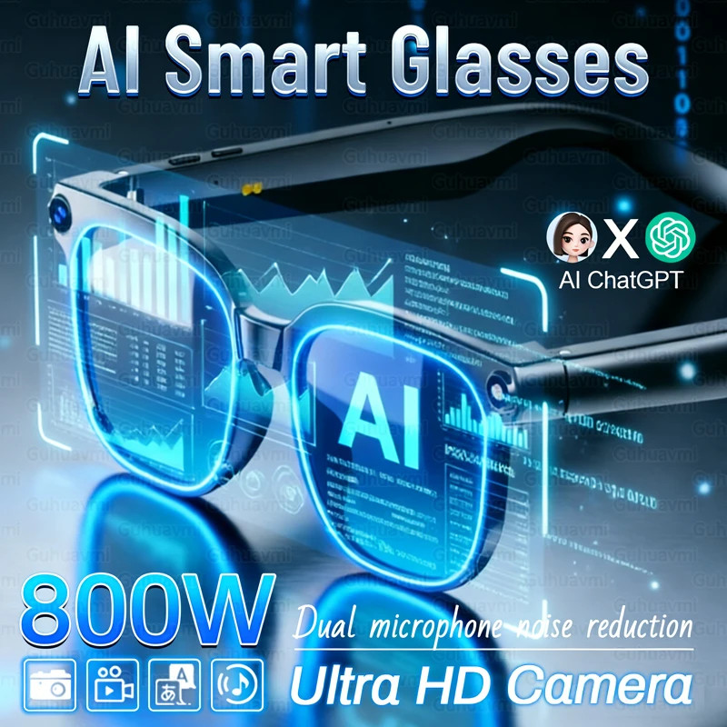 2026 AI Smart Glasses ChatGPT 800W HD Camera 4K Video Recorder 100+Translation B