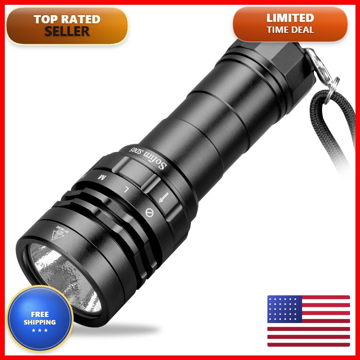 77outdoor Sofirn 3000 Lumen Dive Light, Scuba Diving Flashlight, Waterproof 100M