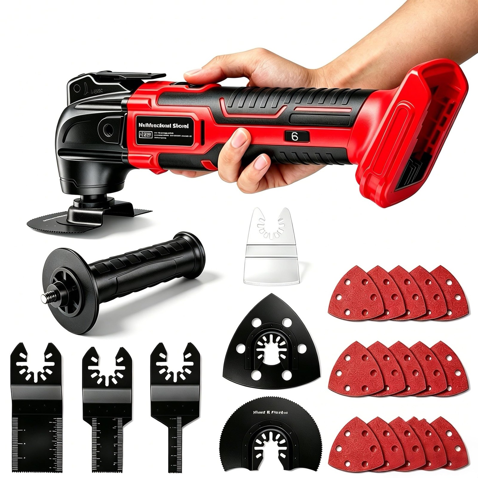 Cordless Oscillating Tool for Milwaukee 18V Battery(No Tool, Red