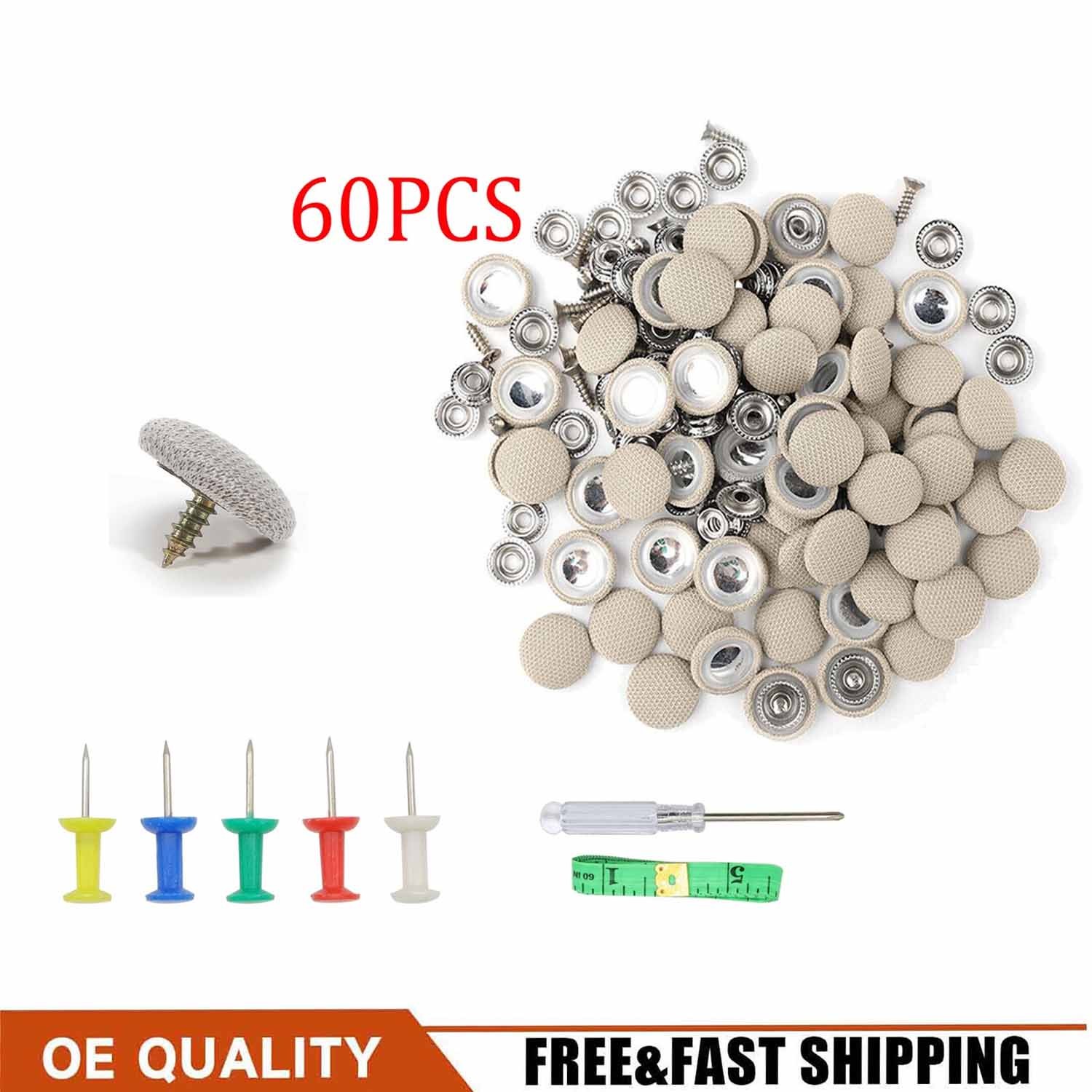 60PCS Car Roof Liner Ceiling Kit Repair Buckle Sagging Headliner Pins Rivet Snap