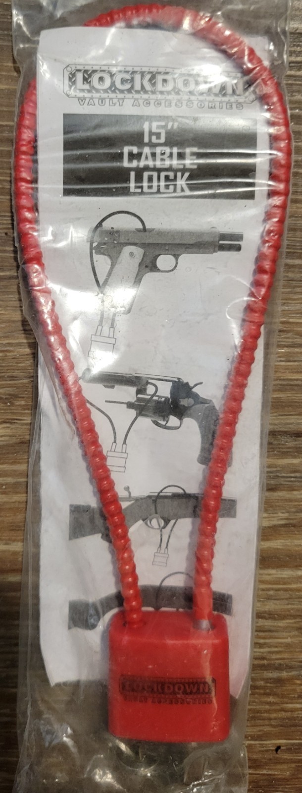 Lockdown 15 Inch Cable Lock Gun Keys Included RED