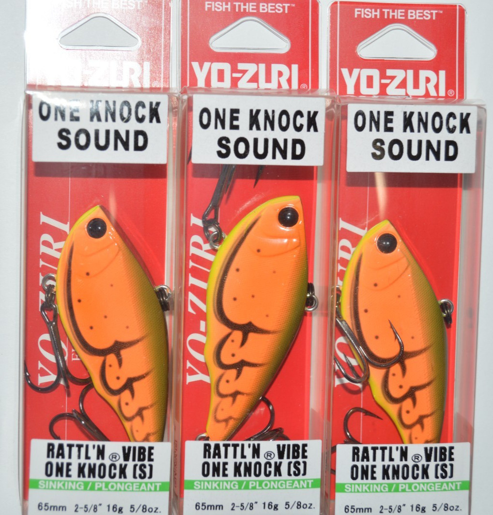 3 lures yo zuri rattl'n vibe one knocker 2 5/8" orange crawfish r1423-bocf