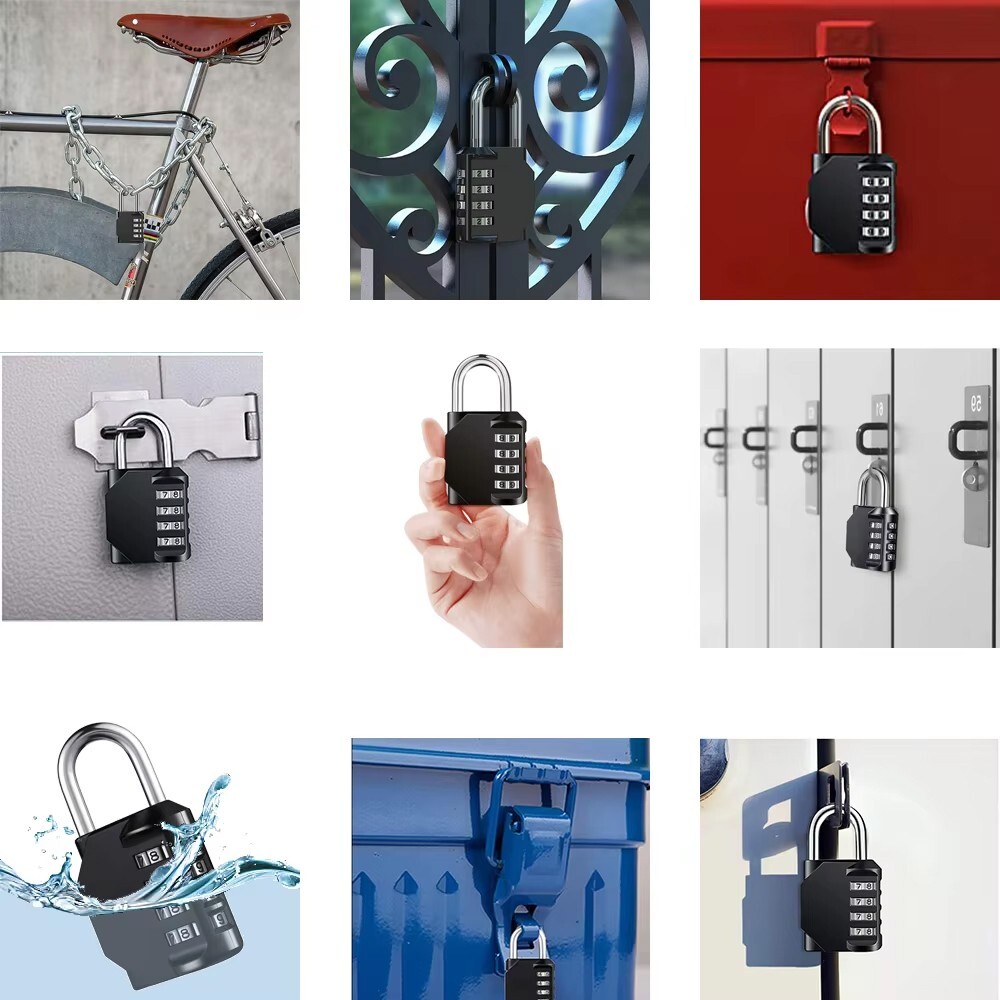 3 Pack 4 Digit Padlock with Combination Resettable