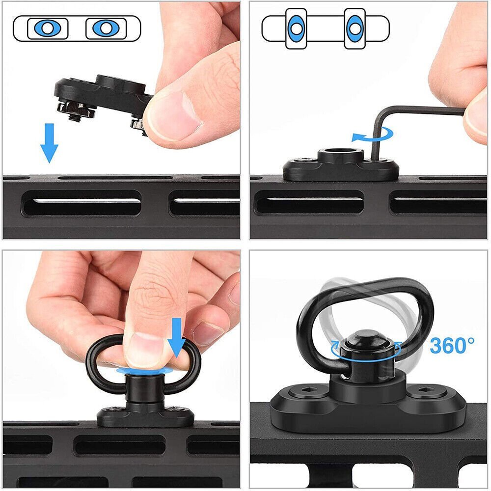 Tactical 2 Point Sling Strap Shoulder Padded /2Pcs M-LOK QD Swivel Mount /D Ring