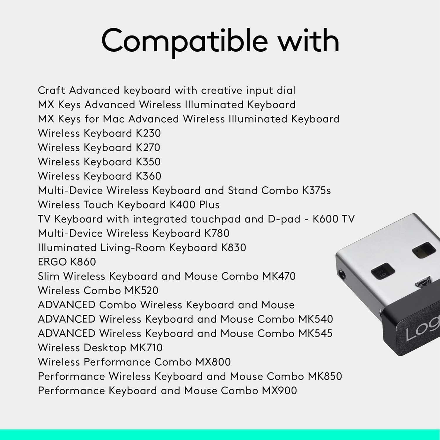 Compact Logitech USB Unifying Receiver - 2.4GHz Wireless Technology for PC/Mac