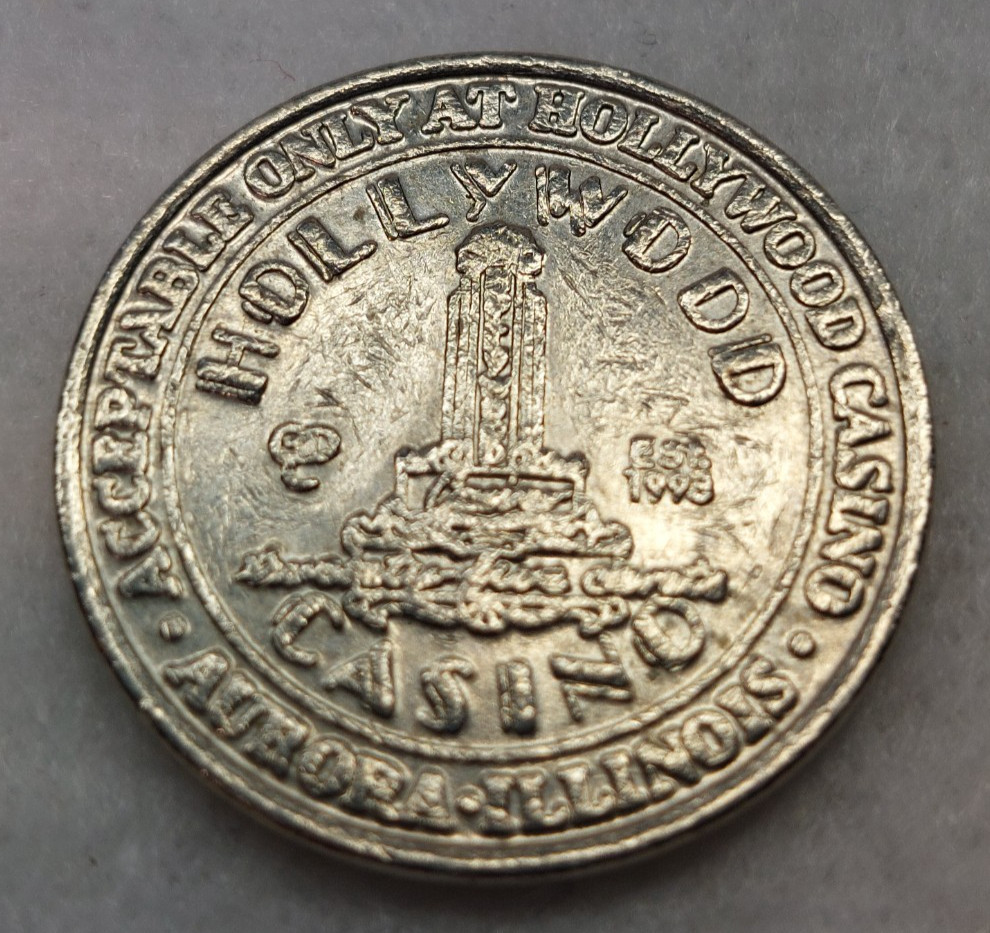 Hollywood Casino .25 Cent Slot Machine Token Aurora ILLINOIS Vintage FAST SHIP
