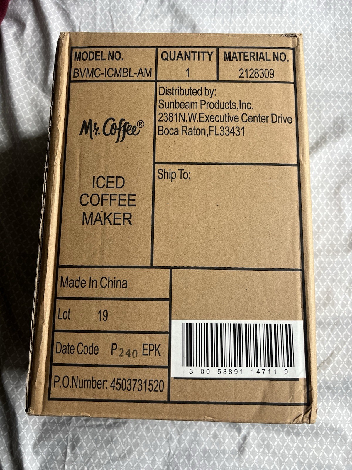Mr. COFFEE Iced Coffee Maker - 22 Oz. Tumbler  Model BVMC-ICMBL-AM (UNOPENED)