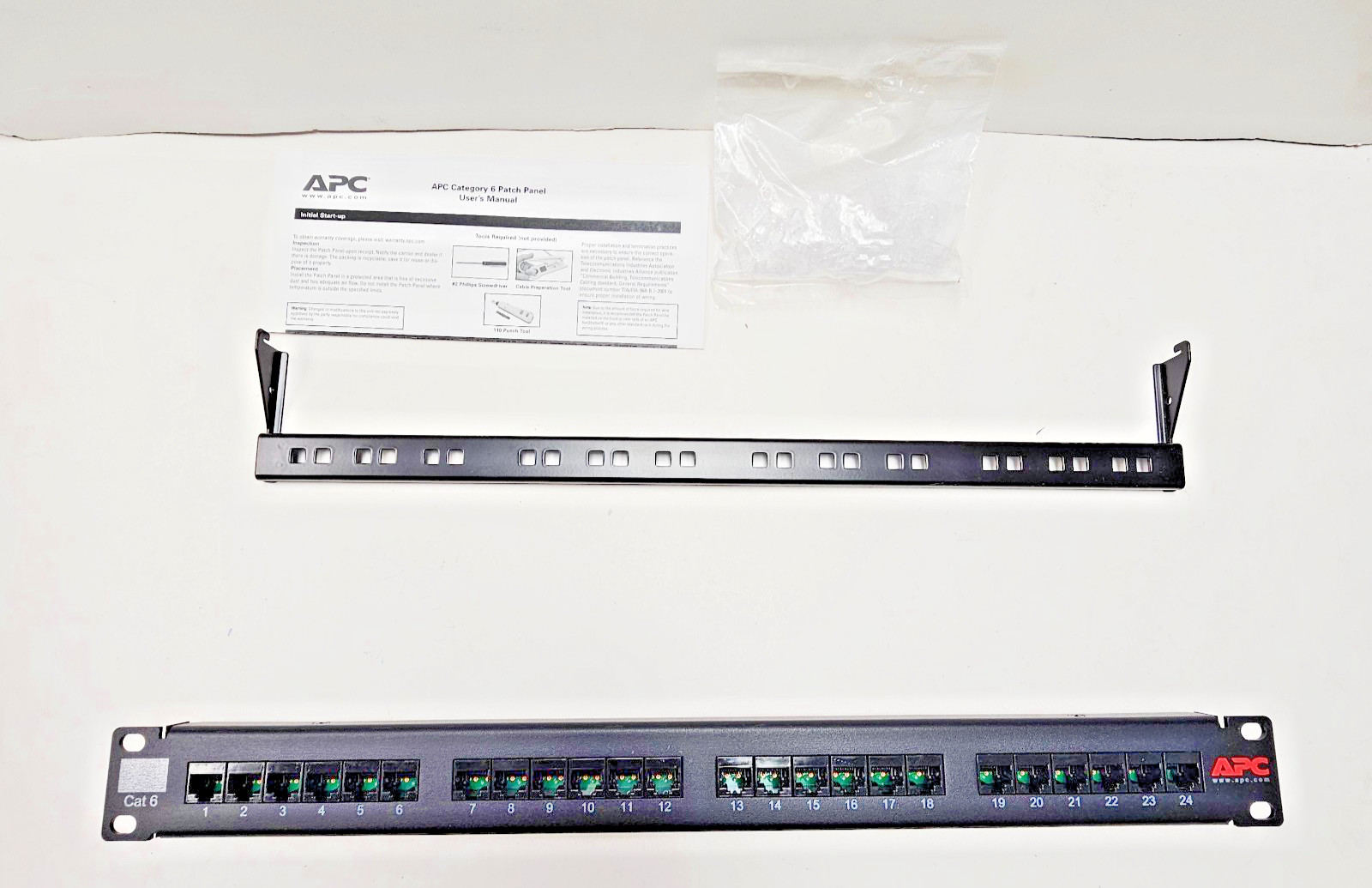 APC by Schneider Electric CAT6PNL-24 24 Port Cat 6 Network Patch Panel NEW Open
