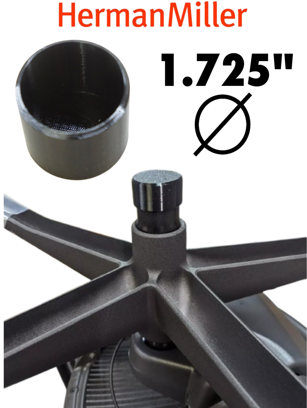 Lower Hydraulic Cylinder Dust Cover Cap Herman Miller Aeron Office Chair 1.725"