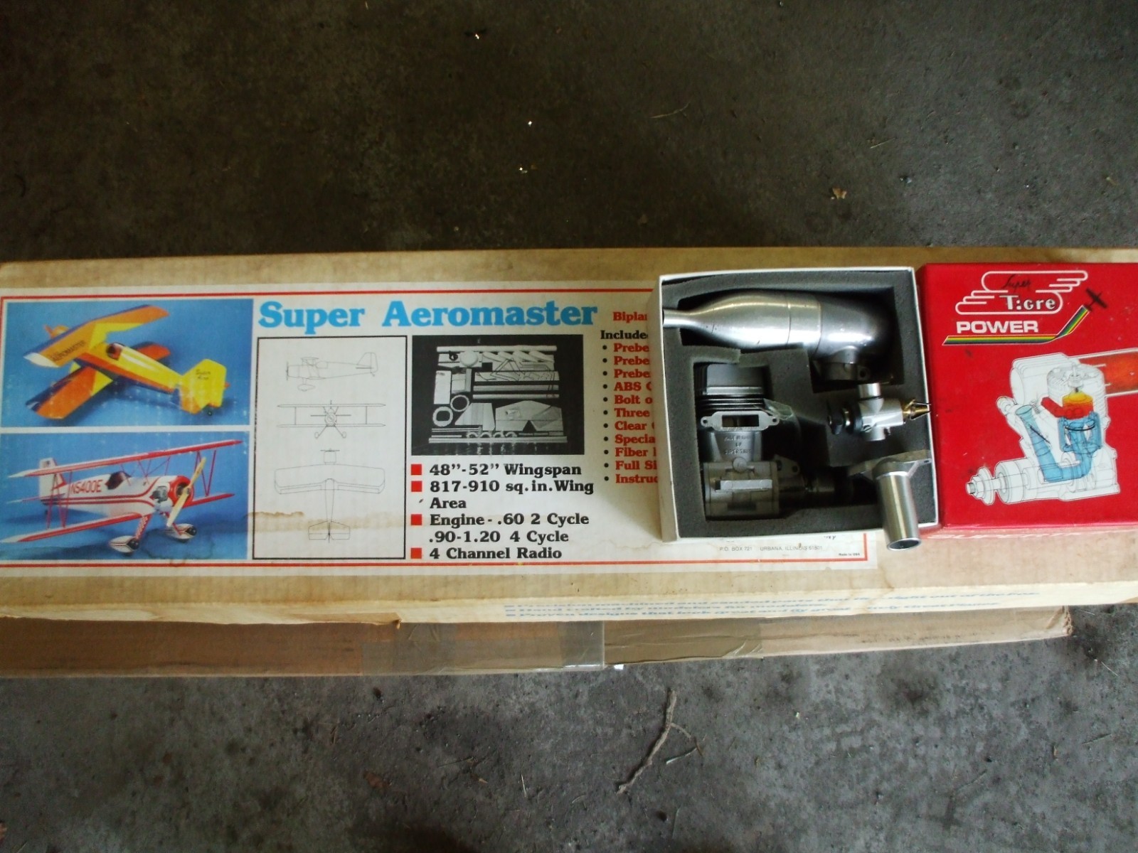 great planes airplane kit balsa super aeromaster and new s75 nitro engine tigre