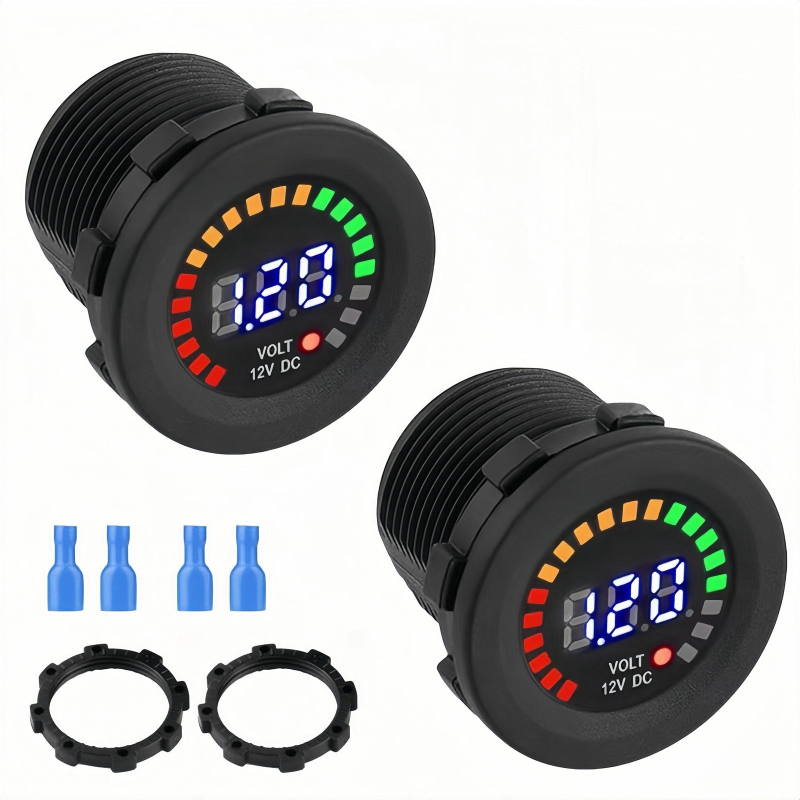 2PCS DC12V Battery Voltage Meter, LED Digital Display Car Voltmeter, IP65 Wat...