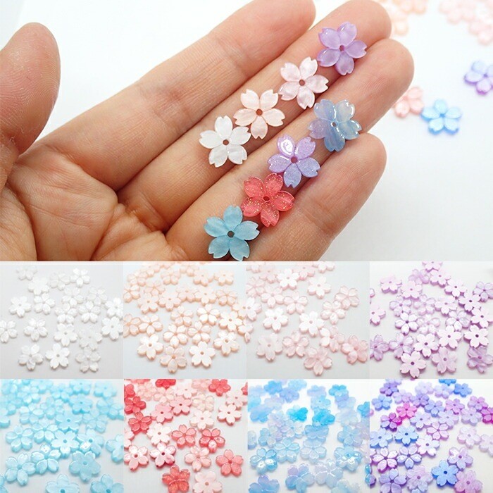 Shell-Style Sakura Acrylic Deco Parts (10pcs, 8 Colors)