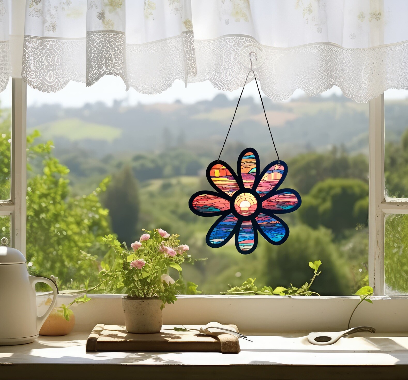 Colorful Sun Catcher-Hang On Your Window-Beautiful, Unique Window Art - Daisy