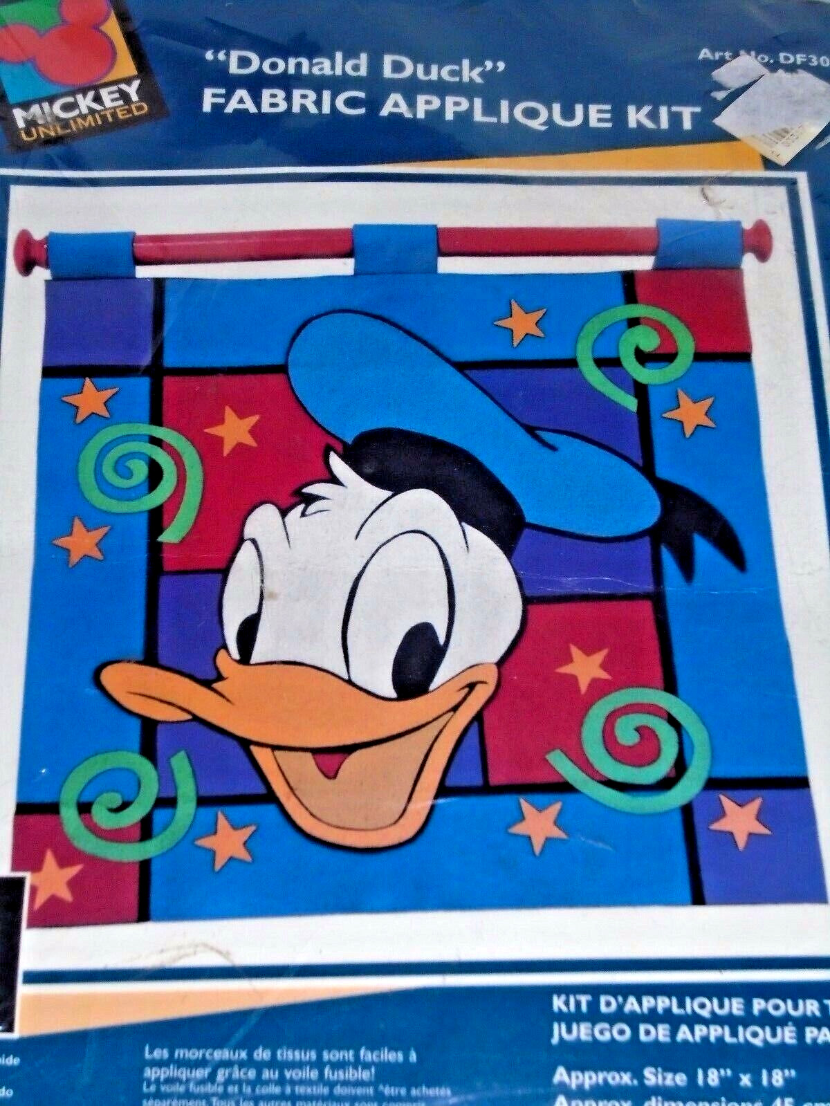 Vintage Mickey Unlimited Donald Duck Fabric Applique Kit by Caron