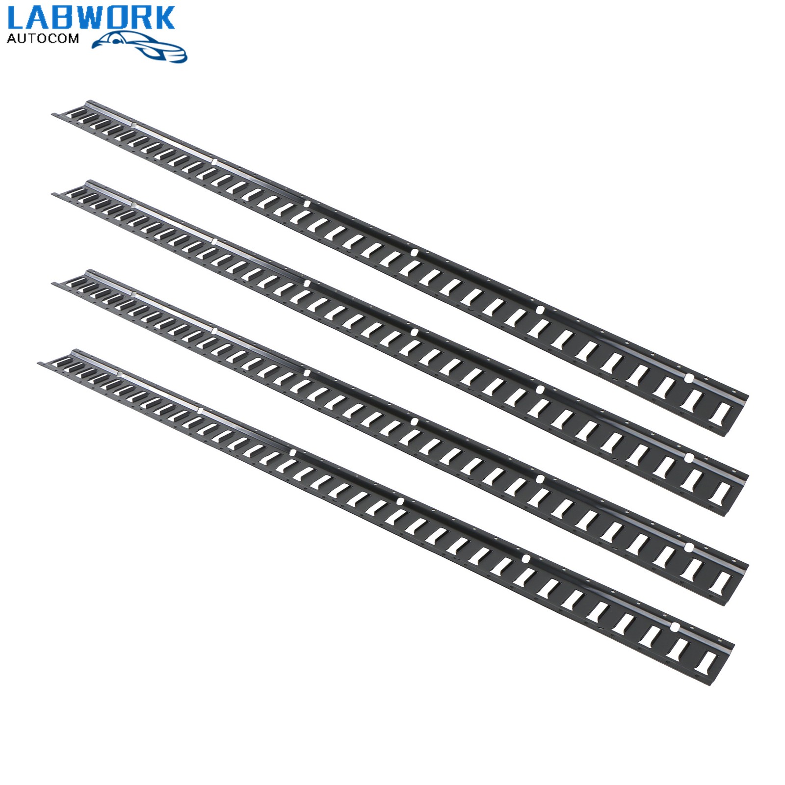 4 Piece 6' Powder Coated E Track Rail Set Black Finish For Vans Trailers